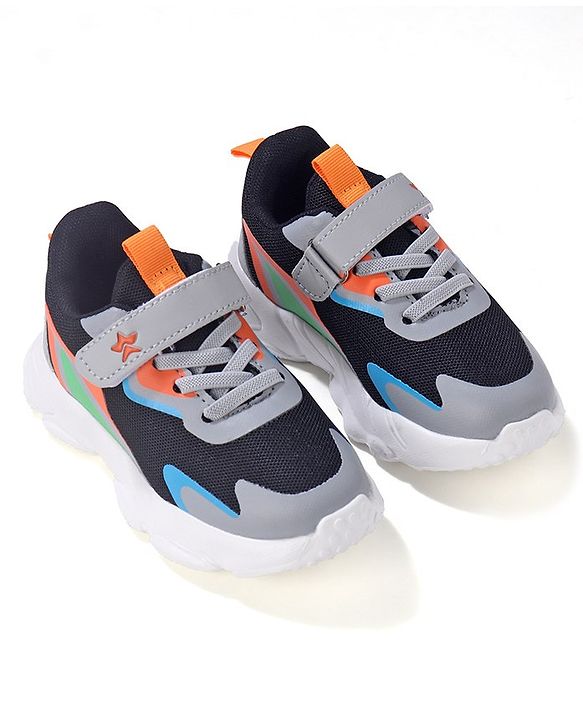 Cute Walk by Babyhug Sneakers Shoes  with Velcro Closure and Star Embroidery- Black & Beige