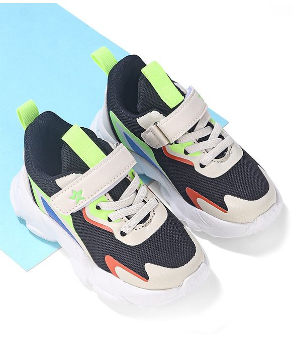 Cute Walk by Babyhug Sneakers Shoes  with Velcro Closure and Star Embroidery- Black & Beige