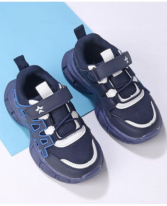 Cute Walk by Babyhug Sneakers Shoes with Velcro Closure & Alphabet Patch- Blue