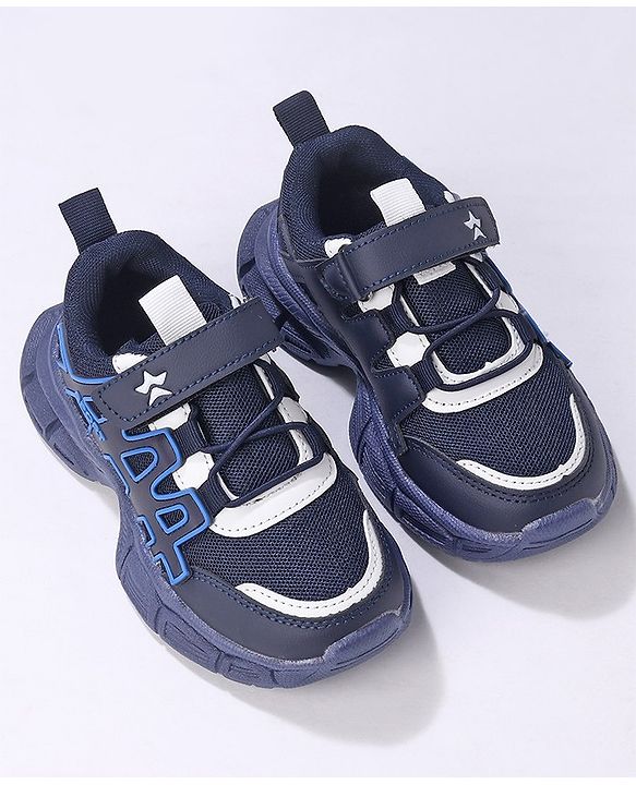 Cute Walk by Babyhug Sneakers Shoes with Velcro Closure & Alphabet Patch- Blue