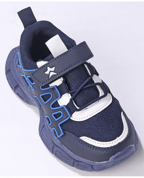 Cute Walk by Babyhug Sneakers Shoes with Velcro Closure & Alphabet Patch- Blue