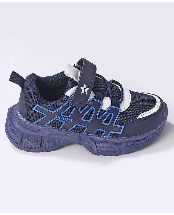 Cute Walk by Babyhug Sneakers Shoes with Velcro Closure & Alphabet Patch- Blue