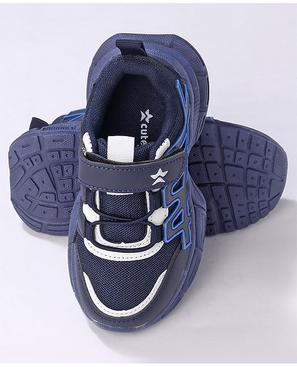 Cute Walk by Babyhug Sneakers Shoes with Velcro Closure & Alphabet Patch- Blue