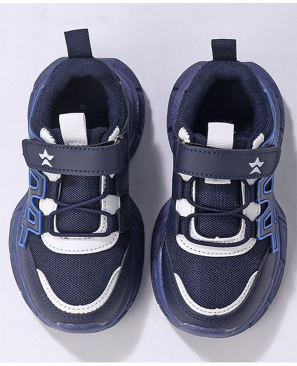 Cute Walk by Babyhug Sneakers Shoes with Velcro Closure & Alphabet Patch- Blue