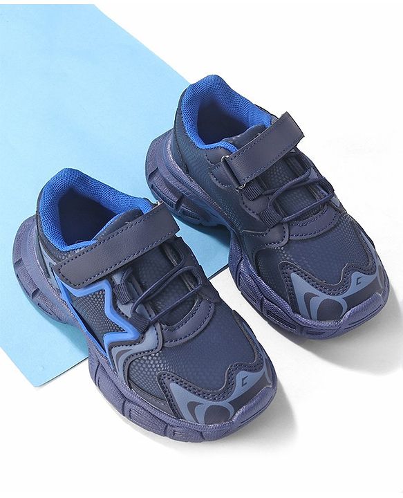 Cute Walk by Babyhug Sneakers Shoes with Velcro Closure & Star Design - Navy Blue