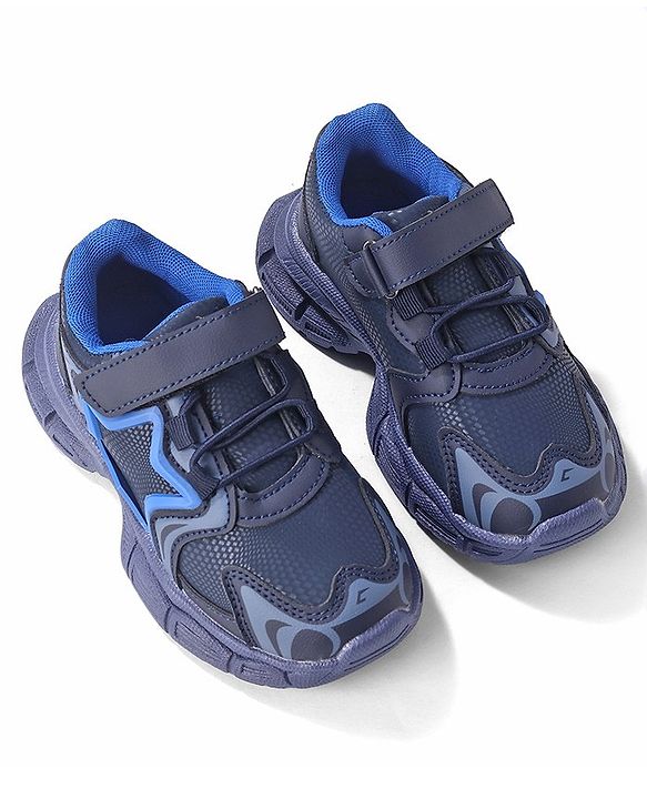 Cute Walk by Babyhug Sneakers Shoes with Velcro Closure & Star Design - Navy Blue