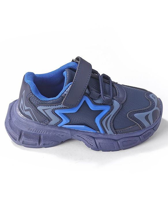 Cute Walk by Babyhug Sneakers Shoes with Velcro Closure & Star Design - Navy Blue
