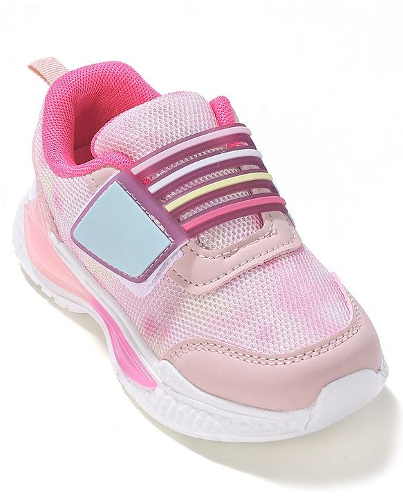 Cute Walk by Babyhug Sneakers Shoes with Velcro Closure & Cloud Patch- Pink