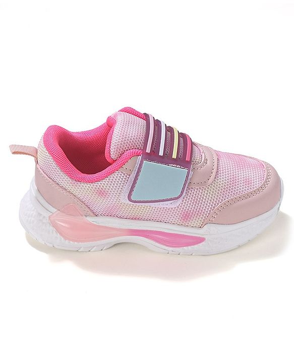 Cute Walk by Babyhug Sneakers Shoes with Velcro Closure & Cloud Patch- Pink