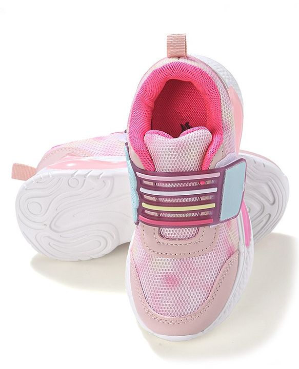 Cute Walk by Babyhug Sneakers Shoes with Velcro Closure & Cloud Patch- Pink