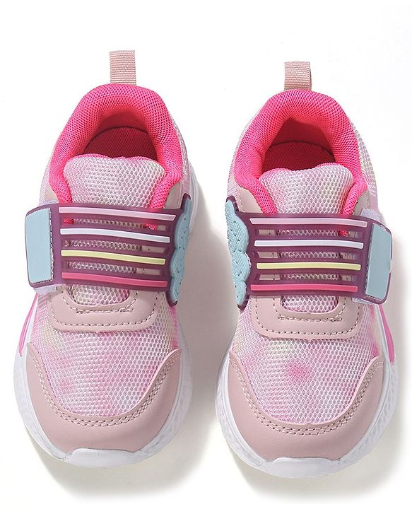 Cute Walk by Babyhug Sneakers Shoes with Velcro Closure & Cloud Patch- Pink