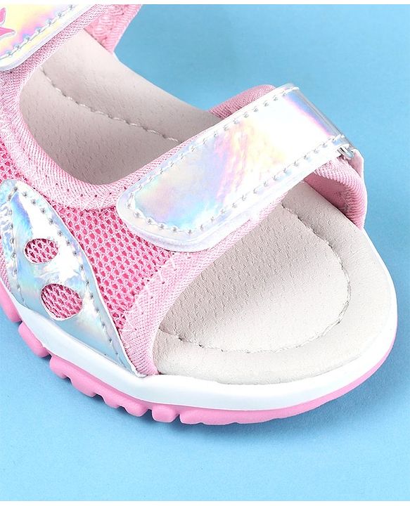 Cute Walk by Babyhug Slip On Sandals with Chrome Detailing & Velcro Closure - Pink