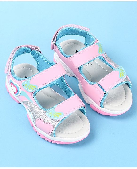 Cute Walk by Babyhug Sandal with Velcro Closure Heart Applique - Pink