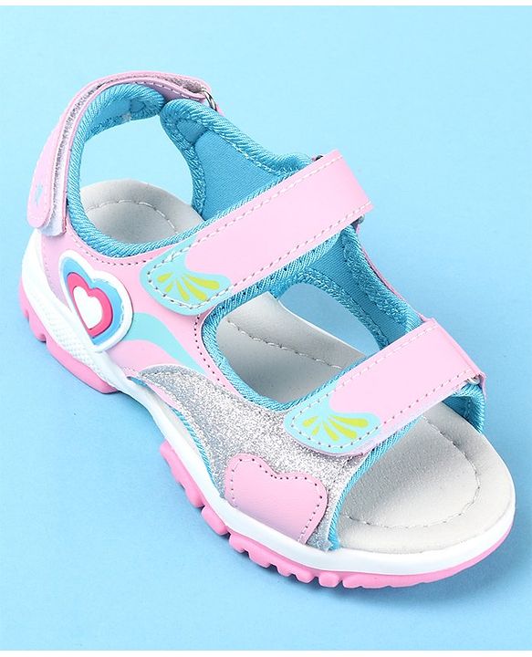 Cute Walk by Babyhug Sandal with Velcro Closure Heart Applique - Pink