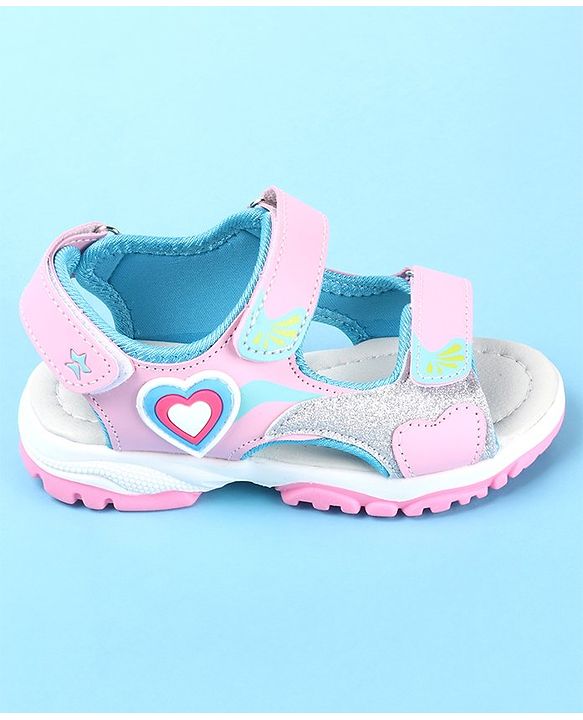 Cute Walk by Babyhug Sandal with Velcro Closure Heart Applique - Pink