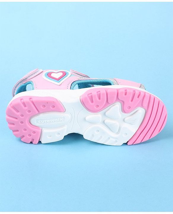 Cute Walk by Babyhug Sandal with Velcro Closure Heart Applique - Pink