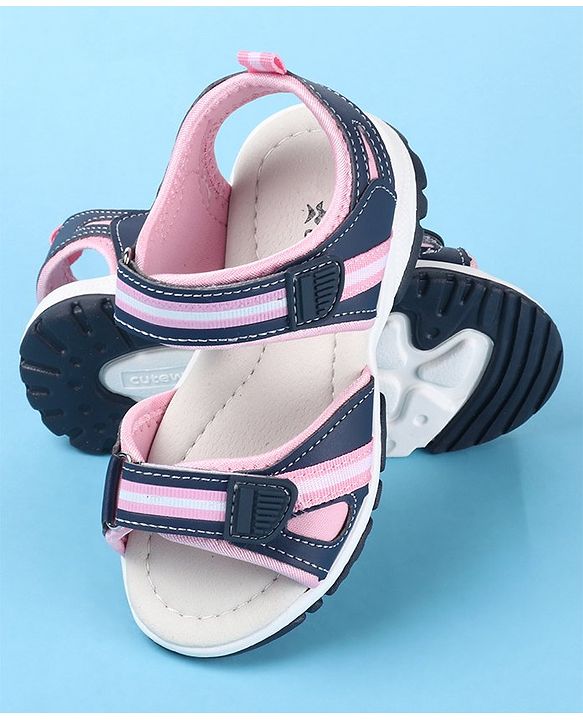 Cute Walk by Babyhug Sandals With Velcro Closure - Pink & Blue