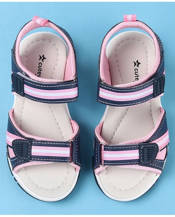 Cute Walk by Babyhug Sandals With Velcro Closure - Pink & Blue