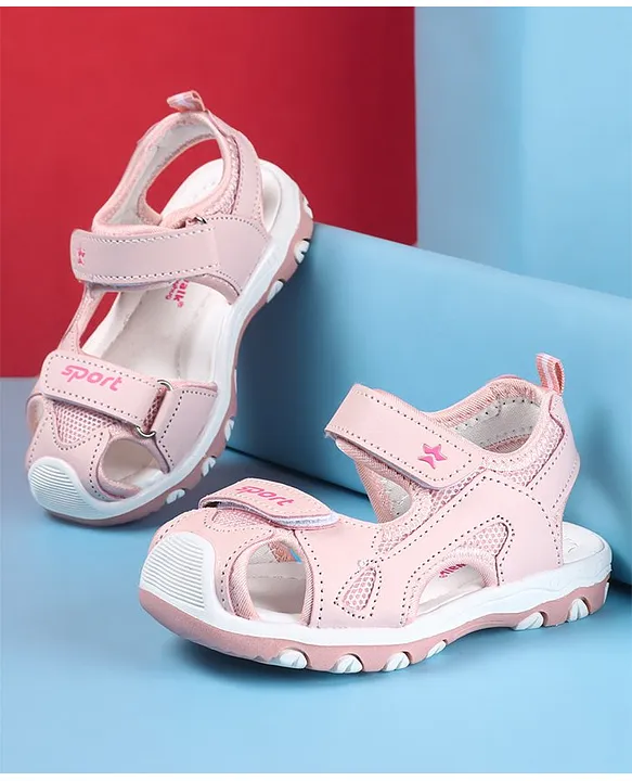 Buy Cute Walk by Babyhug Slip On Sandals with Sports Print & Velcro Closure  Light Pink for Girls (18-24Months) Online, Shop at FirstCry.com - 15734470