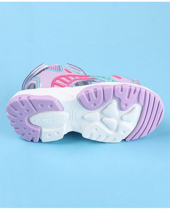 Cute Walk by Babyhug Slip On Sandals with Floral Print & Velcro Closure - Purple