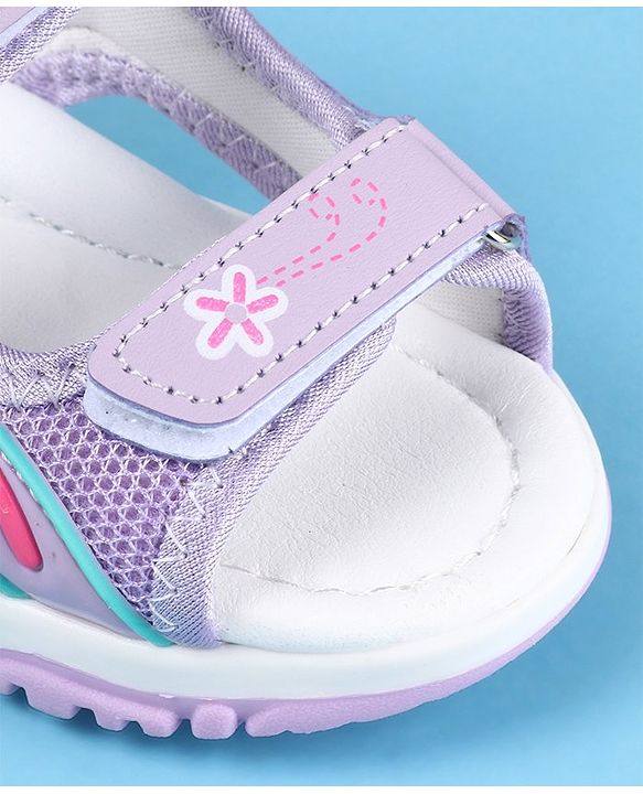 Cute Walk by Babyhug Slip On Sandals with Floral Print & Velcro Closure - Purple