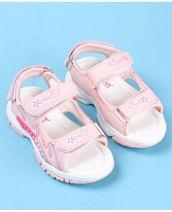 Cute Walk by Babyhug Slip On Sandals with Floral Print & Velcro Closure - Pink
