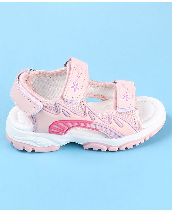 Cute Walk by Babyhug Slip On Sandals with Floral Print & Velcro Closure - Pink