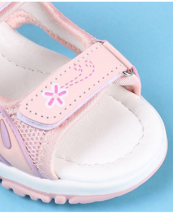 Cute Walk by Babyhug Slip On Sandals with Floral Print & Velcro Closure - Pink