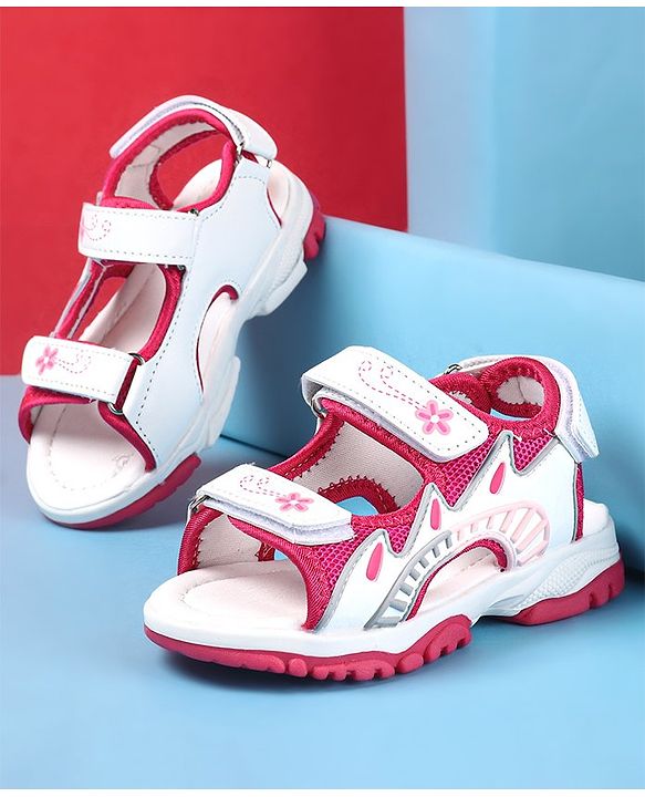 Cute Walk by Babyhug Slip On Sandals with Floral Print & Velcro Closure - Pink