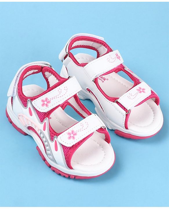 Cute Walk by Babyhug Slip On Sandals with Floral Print & Velcro Closure - Pink