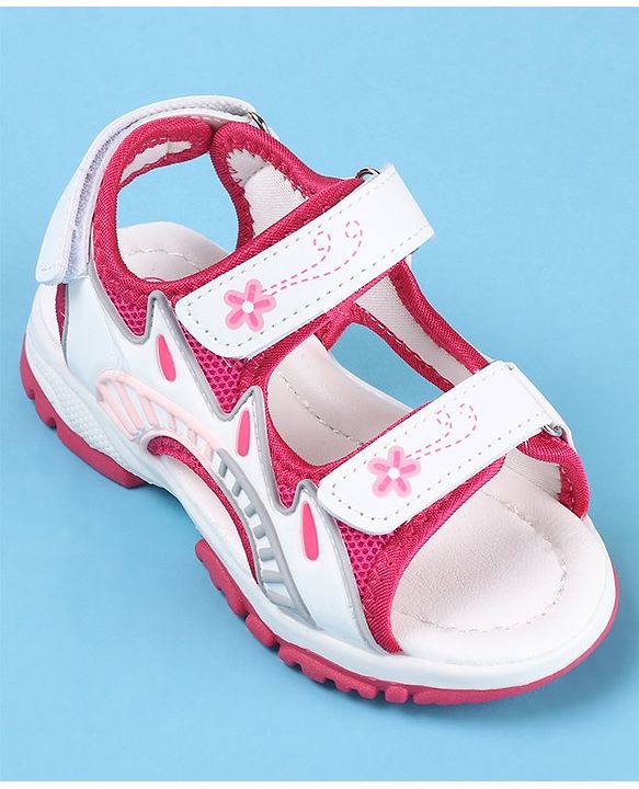 Cute Walk by Babyhug Slip On Sandals with Floral Print & Velcro Closure - Pink