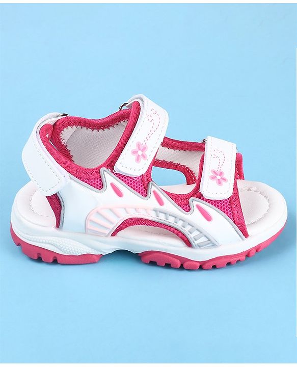 Cute Walk by Babyhug Slip On Sandals with Floral Print & Velcro Closure - Pink