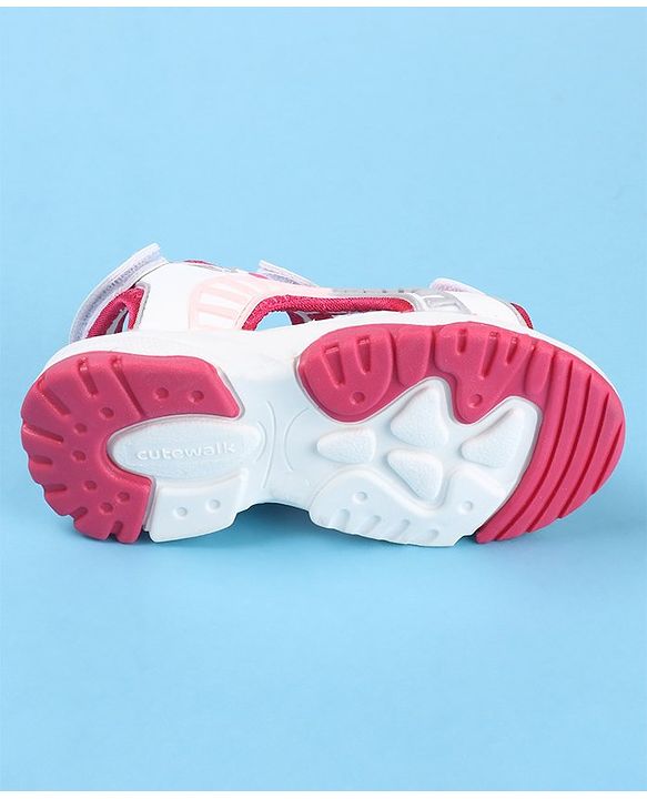 Cute Walk by Babyhug Slip On Sandals with Floral Print & Velcro Closure - Pink