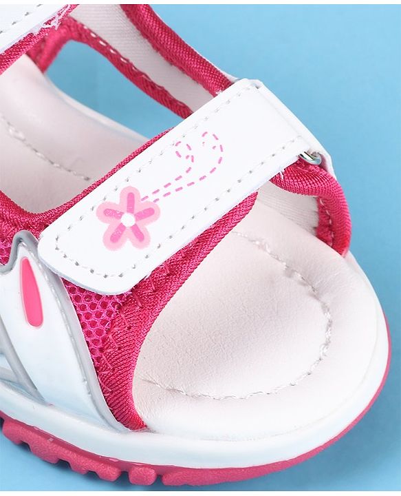 Cute Walk by Babyhug Slip On Sandals with Floral Print & Velcro Closure - Pink