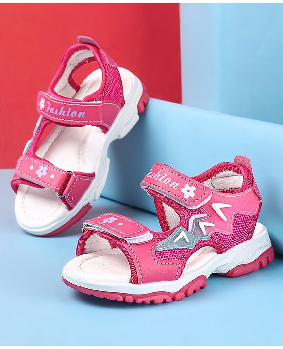 Cute Walk by Babyhug Sandal with Velcro Closure Text Print - Fuchsia