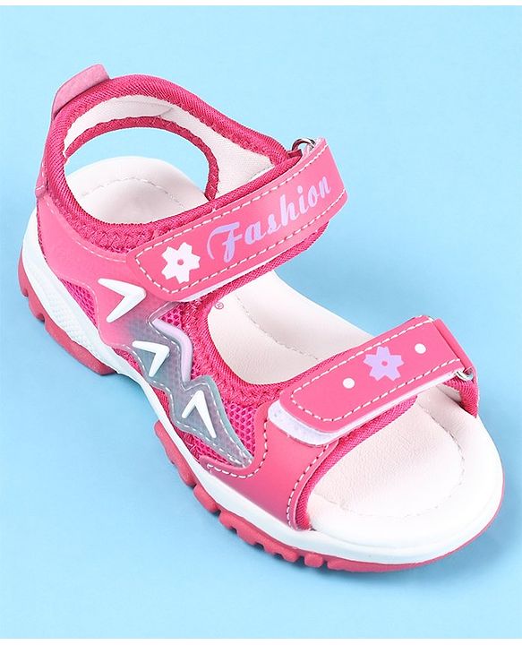 Cute Walk by Babyhug Sandal with Velcro Closure Text Print - Fuchsia