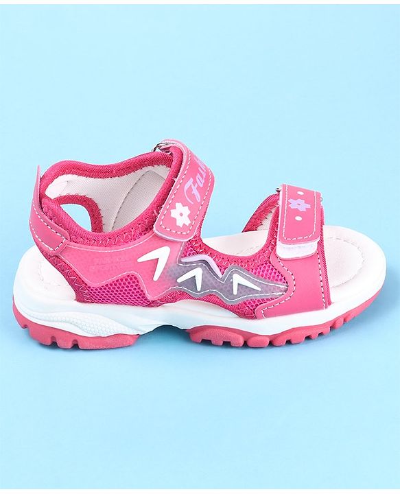 Cute Walk by Babyhug Sandal with Velcro Closure Text Print - Fuchsia
