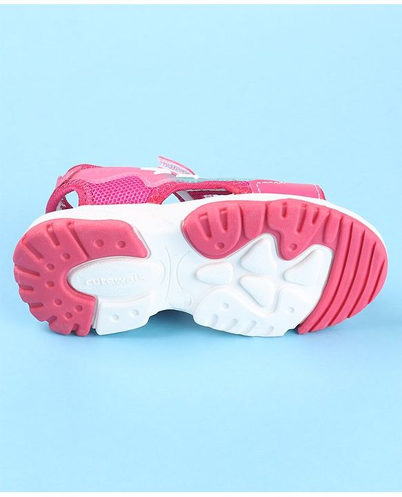 Cute Walk by Babyhug Sandal with Velcro Closure Text Print - Fuchsia