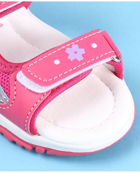 Cute Walk by Babyhug Sandal with Velcro Closure Text Print - Fuchsia