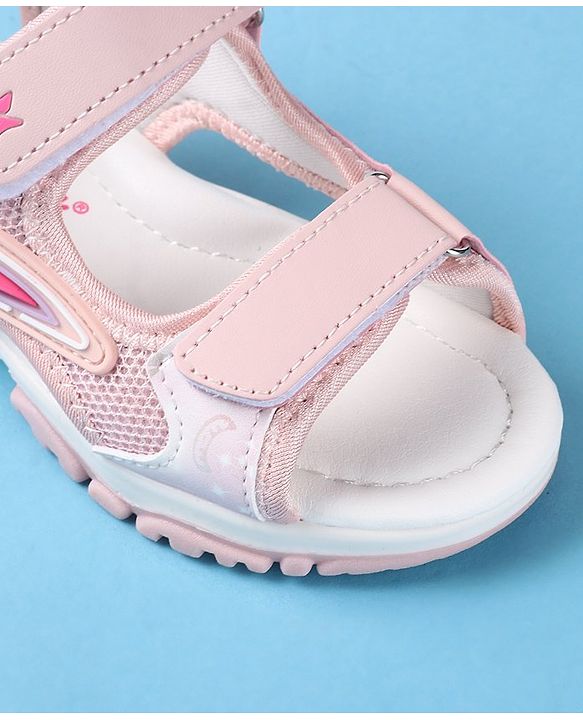 Cute Walk by Babyhug Slip On Sandals with Text Print & Velcro Closure - Pink
