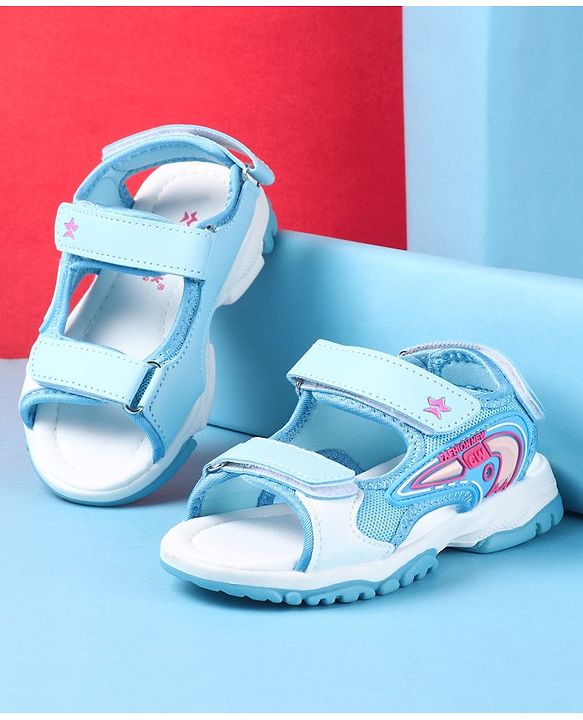 Cute Walk by Babyhug Slip On Sandals with Text Print & Velcro Closure - Pink