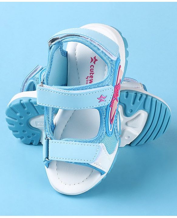 Cute Walk by Babyhug Slip On Sandals with Text Print & Velcro Closure - Pink