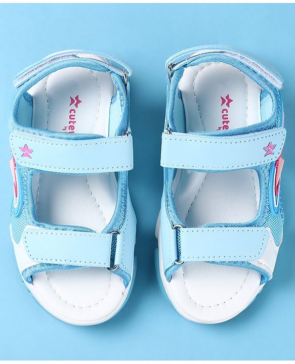 Cute Walk by Babyhug Slip On Sandals with Text Print & Velcro Closure - Pink