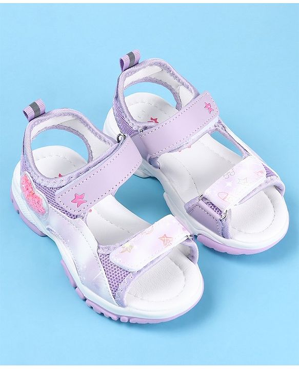 Cute Walk by Babyhug Sandal with Velcro Closure Heart Patch - Purple