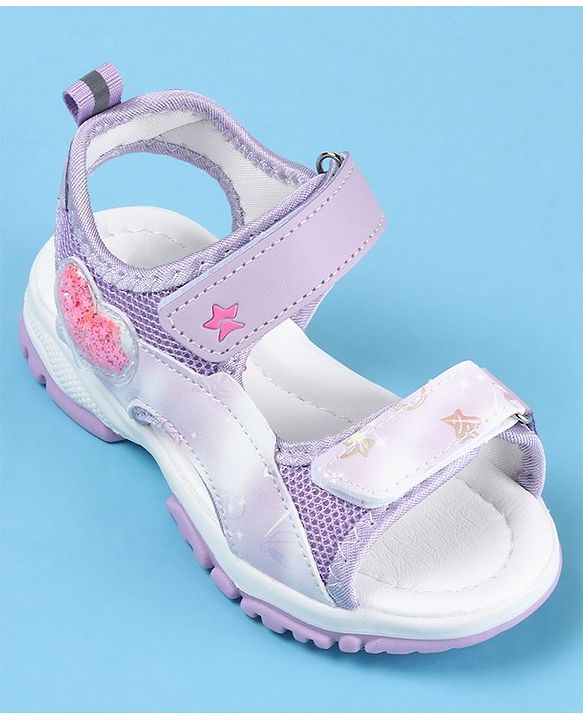 Cute Walk by Babyhug Sandal with Velcro Closure Heart Patch - Purple