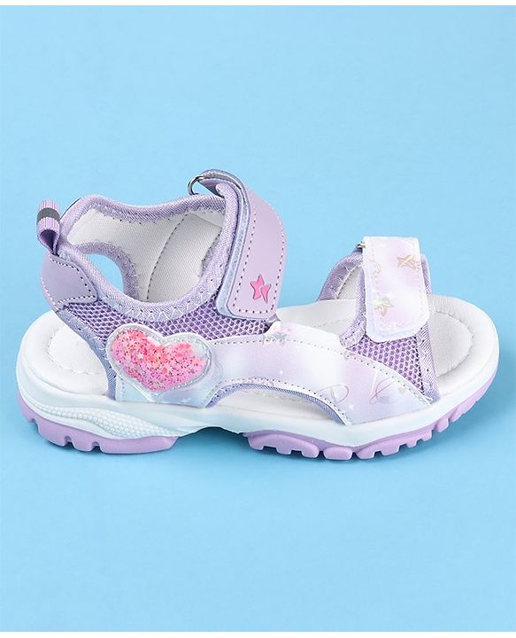Cute Walk by Babyhug Sandal with Velcro Closure Heart Patch - Purple