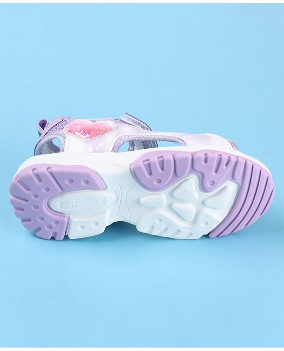 Cute Walk by Babyhug Sandal with Velcro Closure Heart Patch - Purple