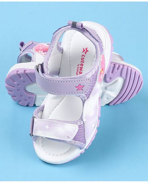 Cute Walk by Babyhug Sandal with Velcro Closure Heart Patch - Purple