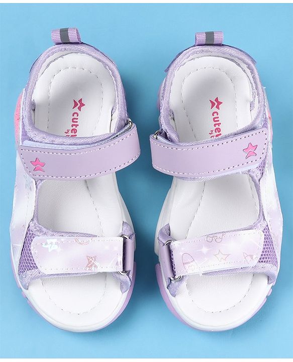 Cute Walk by Babyhug Sandal with Velcro Closure Heart Patch - Purple