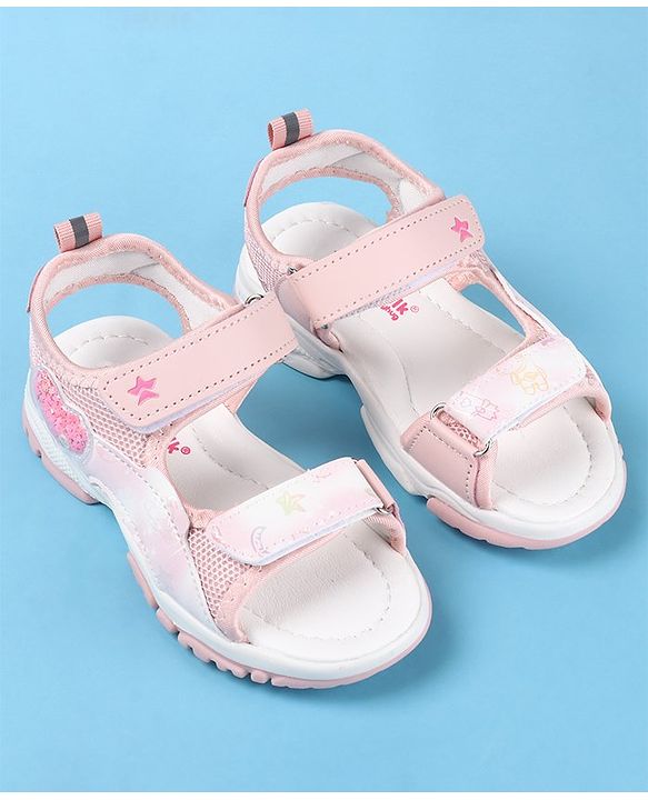 Cute Walk by Babyhug Sandal with Velcro Closure Heart Patch - Pink